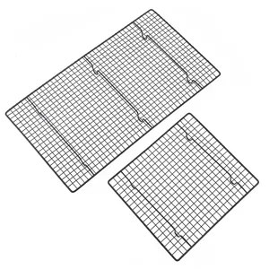 Professional black metal wire baking cooling racks set, durable kitchen bread cake cooling grid.