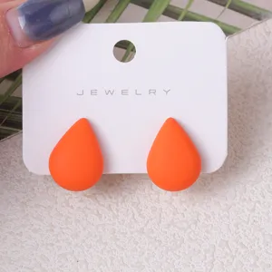 Orange teardrop acrylic stud earrings simple fashion women jewelry detail view display card