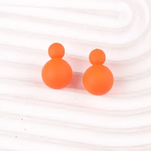 Minimalistische orange doppelte Kugel Acryl Ohrstecker Bonbonfarbe Retro Ohrringe für Damen