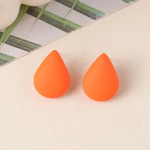 Orange teardrop acrylic stud earrings minimalist fresh style daily wear cute ear jewelry