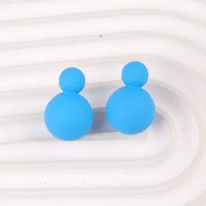 Minimalistische blaue Doppelball Acryl Ohrstecker Kuller Bonbon Farbe süßer Ohrschmuck