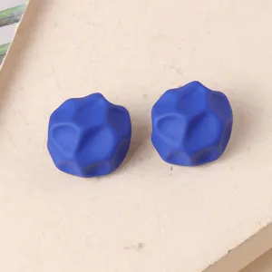 Pendientes de botón de acrílico azul geométrico irregular minimalista para mujer joyería de moda