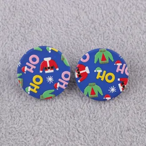 Weihnachtliche runde Acryl Ohrstecker für Damen festlicher Winter Schmuck Geschenke