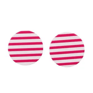 Rosa weiße gestreifte runde Acryl Ohrstecker, minimalistischer Modeschmuck für Frauen.