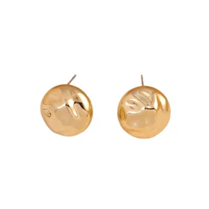 Boucles d'oreilles puces sphériques irrégulières plaquées or pour femmes, bijoux chic.
