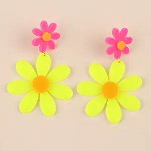 Boucles d'oreilles pendantes en acrylique néon pour femmes, bijoux fantaisie colorés.