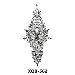 Adesivo per tatuaggio con fiore di loto in bianco e nero per avambraccio, decorazione corporea.