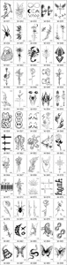 Assortiment de tatouages temporaires aux herbes imperméables durables lignes noires tendance.