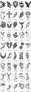 Feuille de catalogue d'autocollants de tatouage temporaire noir et blanc pour art corporel