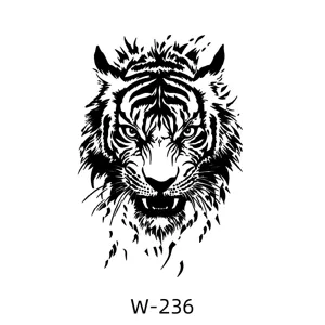 Autocollant de tatouage temporaire semi-permanent sans eau avec motif de tete de tigre.