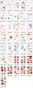 Waterproof colorful temporary tattoo stickers cute flowers butterflies fruit styles 36pcs