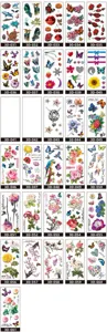Autocollants de tatouage temporaire 3D papillon imperméable, motifs floraux réalistes pour femmes.