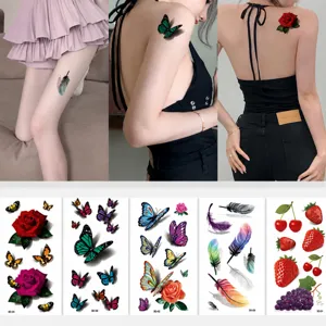 3D Papillon Imperméable Autocollant de Tatouage Temporaire Réaliste Floral Animal Art Corps Faux Tatouage Pour Femmes Maquillage de Fête