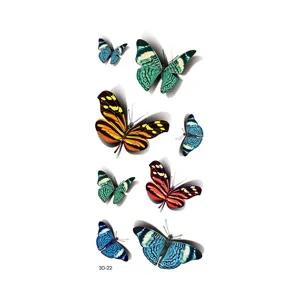 Stickers de tatouage temporaire papillon 3D imperméables, faux art corporel réaliste