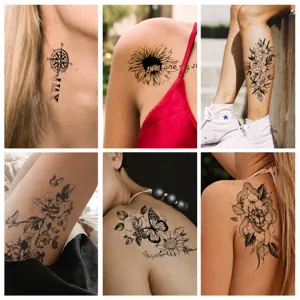 Adesivo per Tatuaggio Temporaneo Impermeabile Design Floreale Animale Geometrico Adesivo di Trasferimento d'Acqua per Body Art