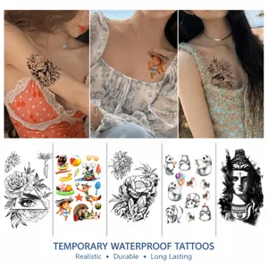 Adesivo per Tatuaggio Temporaneo Impermeabile Mezza Manica Body Art Adesivo di Trasferimento Design Floreale Animale Moda
