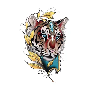 Adesivo per Tatuaggio Temporaneo Impermeabile Gotico Scuro Lupo Tigre Drago Teschio Guerriero Finto Body Art Tatuaggio Braccio Per Uomini Donne