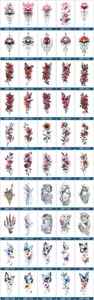 Colorful temporary arm tattoo stickers waterproof floral butterfly wolf designs for men women