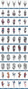 Waterproof temporary full arm tattoo stickers colorful sleeve body art fake tattoos for adults
