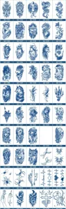 Autocollants de tatouage temporaire jus aux herbes imperméables demi-bras totem motif