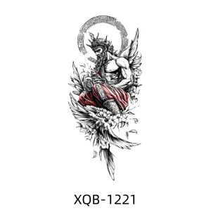 Waterproof temporary tattoo sticker featuring a mythological deity and floral design for arms.