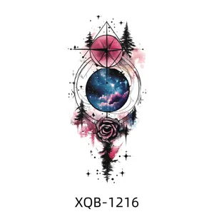 Waterproof temporary tattoo sticker for men and women, colorful geometric forest design