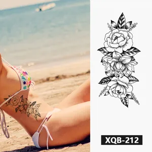 Adesivo per tatuaggio temporaneo impermeabile con elegante design floreale per la spiaggia.