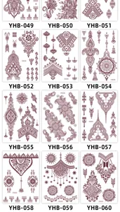 Brown Henna Lace Temporary Tattoo Stickers Waterproof Body Art Decals Variant Grid Design