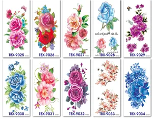 Waterproof floral temporary tattoo stickers for women, rose and peony sticker collection.