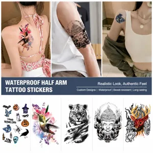 Waterproof Temporary Tattoo Sticker Animal Totem Flower Tiger Wolf Design Body Art Fake Tattoo For Party Women Men