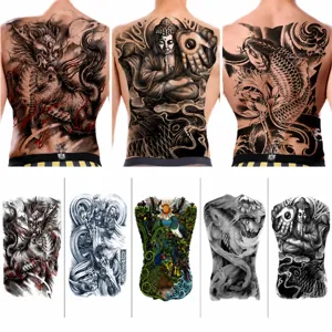 Adesivo per Tatuaggio Temporaneo Impermeabile per Tutta la Schiena con Design Mitologici Tradizionali come Dragi e Lupi Facile da Applicare
