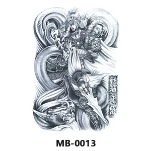 Grande adesivo per tatuaggio temporaneo impermeabile con design di guerriero e dragone.