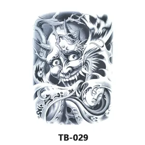 Adesivo per tatuaggio temporaneo con maschera Hannya e Buddha giapponese per intera schiena.