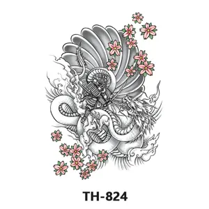 Japanese samurai dragon waterproof temporary tattoo sticker body art half sleeve transfer design