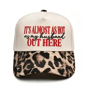 Luipaardprint trucker honkbalpet met grappige borduurset dames hoed mode stijl