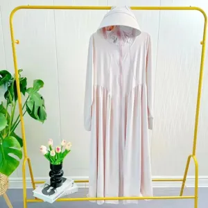 Women long hooded sun protection dress summer outdoor UV blocking coat fashionable style