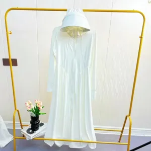 Women long hooded sun protection clothing dress summer outdoor lightweight coat fashion