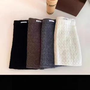 Women's Casual Cotton Blend Knit Half Skirt Winter Solid Color Button Decorative Layering Mini Skirt