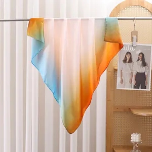 Gradient square scarf for women, fashion hair tie and stylish neckerchief accessory.