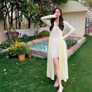 Women long sun protection cardigan lightweight outdoor UV block casual spring summer coat