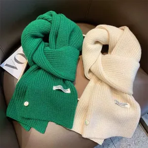 Korean style minimalist solid color knit scarf winter warm couple wool cozy winter neck warmer