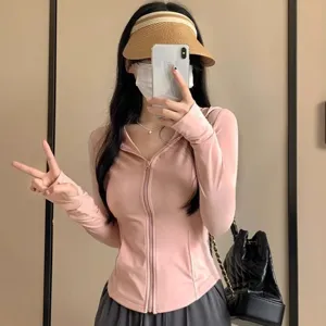Women's Slim Fit Ice Silk Sun Protection Hooded Jacket Long Sleeve Zipper UV Protection Breathable Outdoor Outerwear