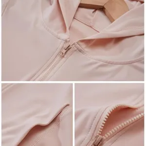 Women ice silk sun protection clothing summer breathable UV-resistant hooded cardigan jacket