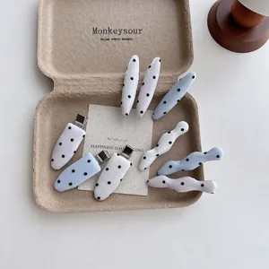 Korean style polka dot hair clips set cute fabric duckbill clips for women fashion hair accessories