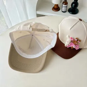 Süße Cartoon Kaninchen Strass Schleife Baseball Kappe Y2K cooles Mädchen Sonnenschutz Kappe