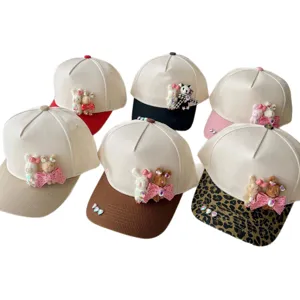 Niedliche Strass Schleife Kaninchen Baseball Kappe Y2K süßer Stil Sonnenschutz Mütze Damen