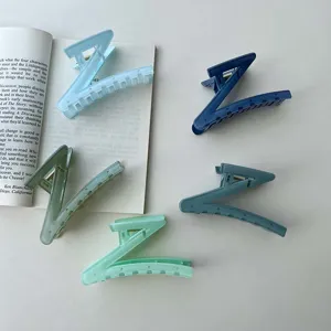 Z-shaped hair claw clip large glitter candy color shark hairpin for thick hair styling details