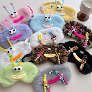 Plush Sleep Eye Mask Cute Cartoon Animal Shading Eye Cover Soft Comfortable Blindfold For Women Students Travel Nap
