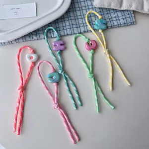 Candy color letter beaded lanyard keychain DIY phone case bag charm cute accessory