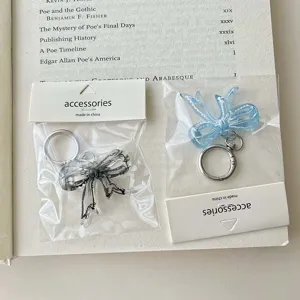Clear acrylic double-sided printed bow keychain cute bag pendant accessory for women girls